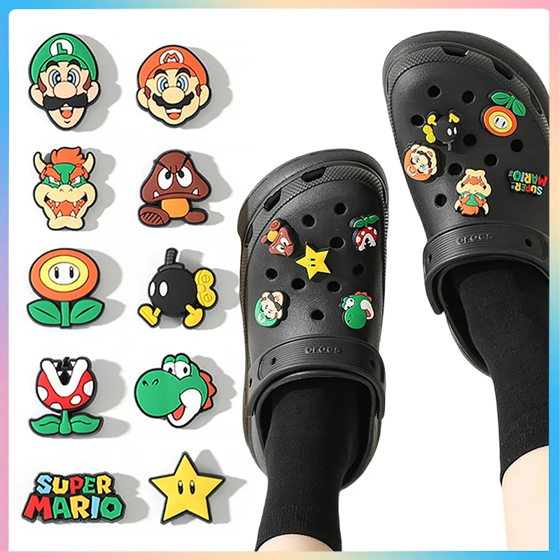 

Charm Super Mario Shoe Decorations Kawaii Shoe Accessories Diy Sandals Decorate for Crocs Jibz Kids Gifts Toys