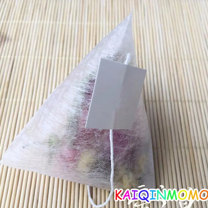 Corn Fiber Tea bags 100pcs/lot Pyramid Shape Heat Sealing Filter Teabags PLA Biodegraded disposable tea bags disposable tea filter bags