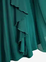 ROSEGAL Plus Size Cold Shoulder Sheer Mesh Flare Sleeves Tops Women's Autumn Costume Green Casual Blouses - Image 5