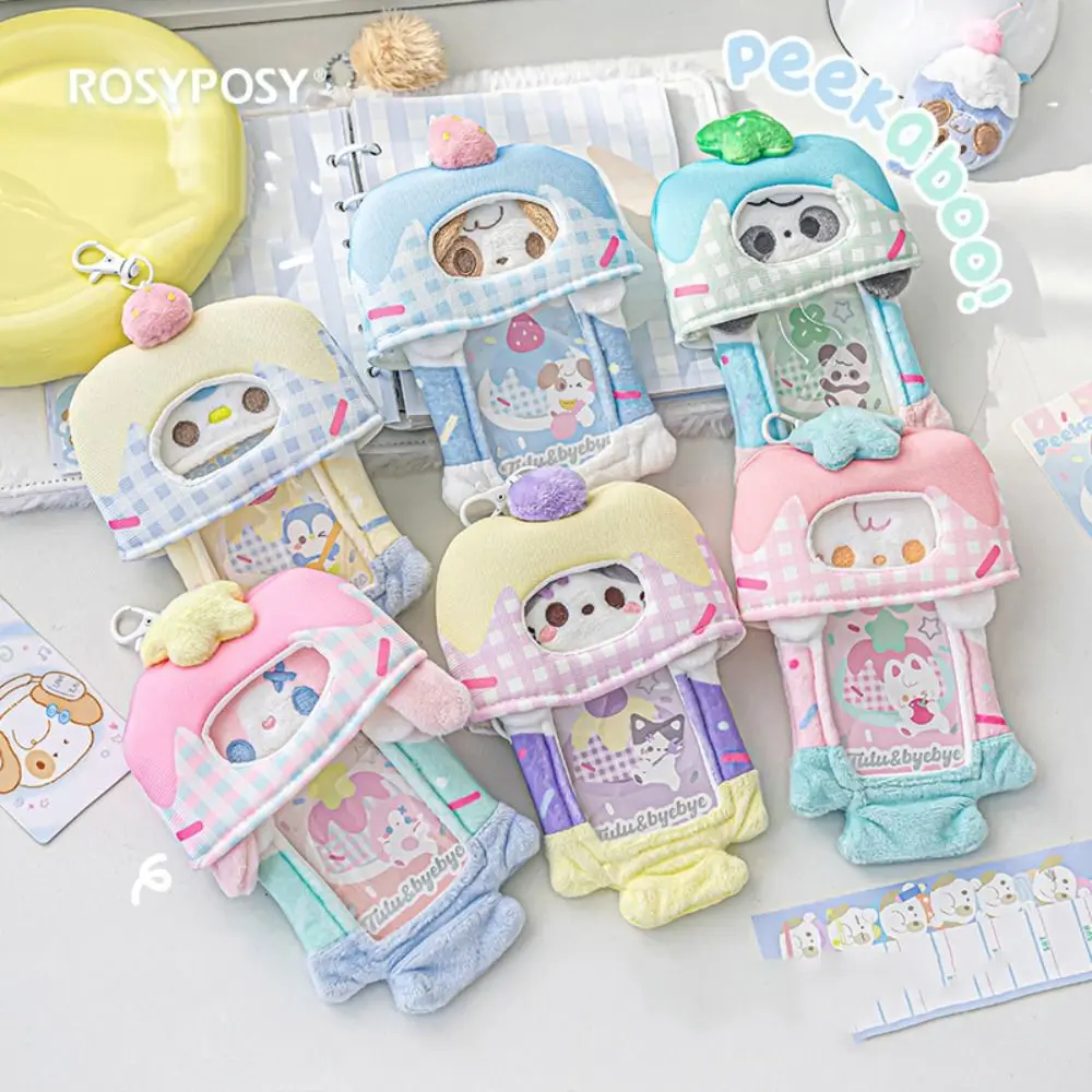 Cartoon Cat Animal Photocard Holder Korean Style Dog Plush Idol Photocard Holder Cute Kawaii Bus Card Student