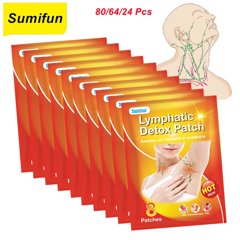 

80/64/24 Pcs Neck Lymphatic Detox Sticker Lymph Patch Breast Lymphatic Drainage Plaster Anti-Swelling Health Care Lymphatic