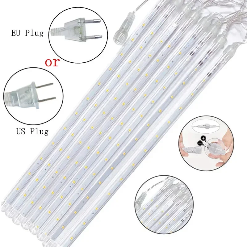 Description Picture 5 of item32/24/16/8 Tubes Meteor Shower String Lights LED Street Light for Christmas Party Garden Holiday Wedding Decorations New Year