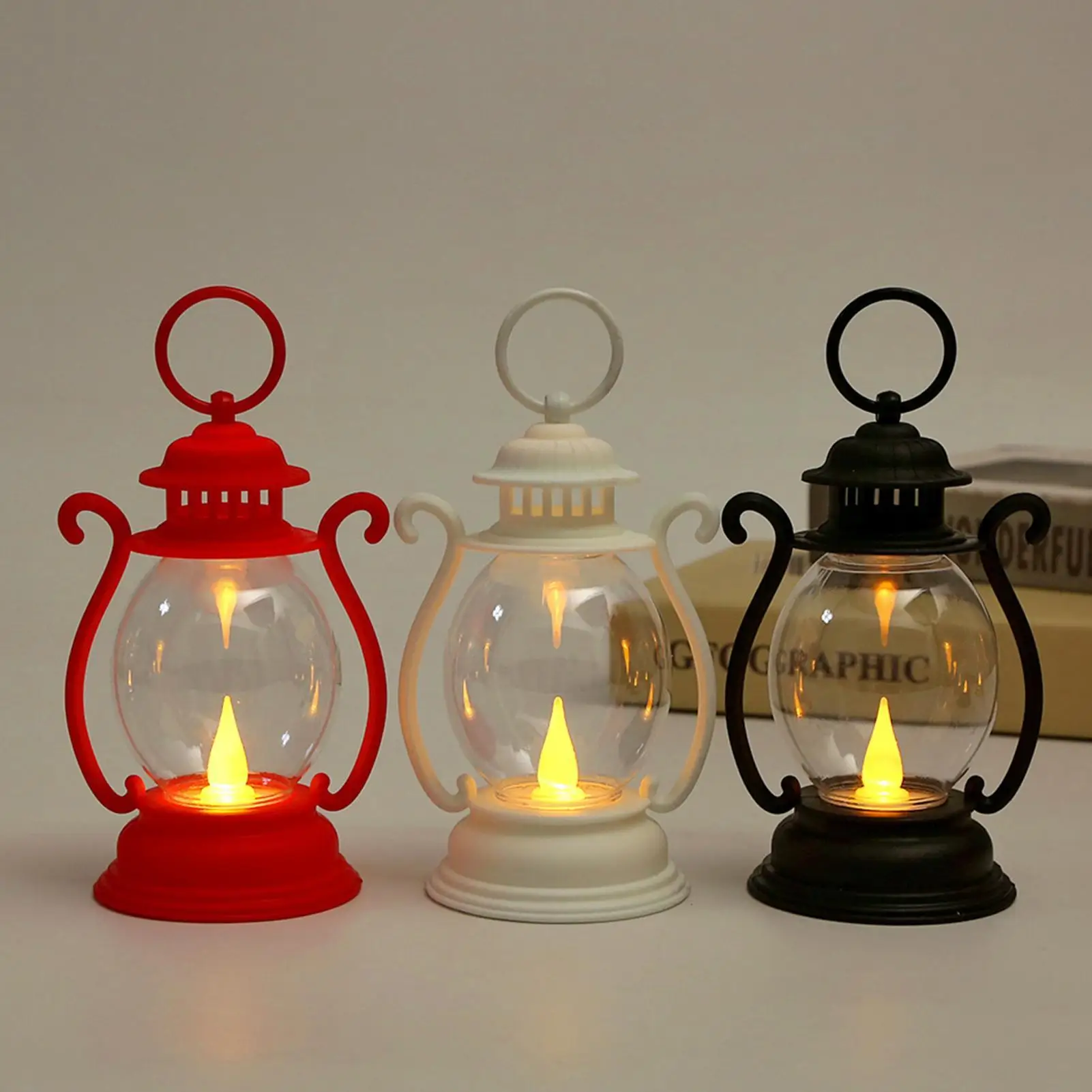 Vintage Laterne Lampe Handheld Tragbare LED Zelt Licht Batterie Betrieben Wohnkultur Lichter Weihnachten Halloween Festival Dekoration – Detail 3