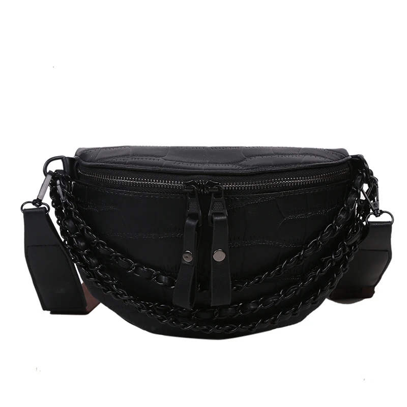 

Luxury Women's Fanny Pack High Quality Waist Bag Thick Chain Shoulder Crossbody Chest Bag Female Belt Bag Handbag