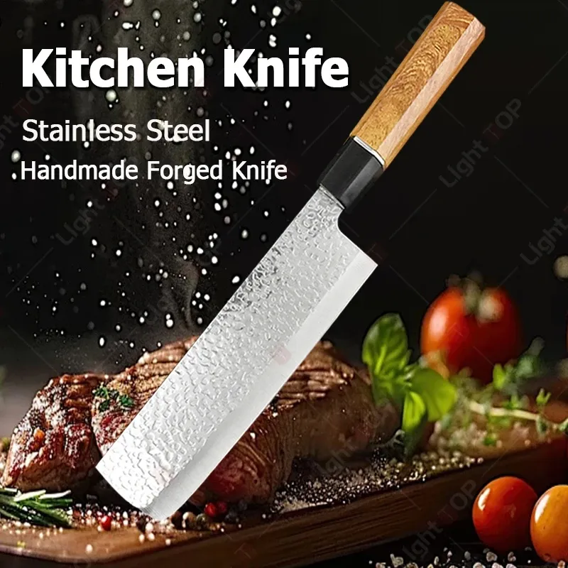 Stainless Steel Japanese Kitchen Knife Household Vegetable Melon Knife Sharp Meat Cutting Forged Butcher Knife and Accessories