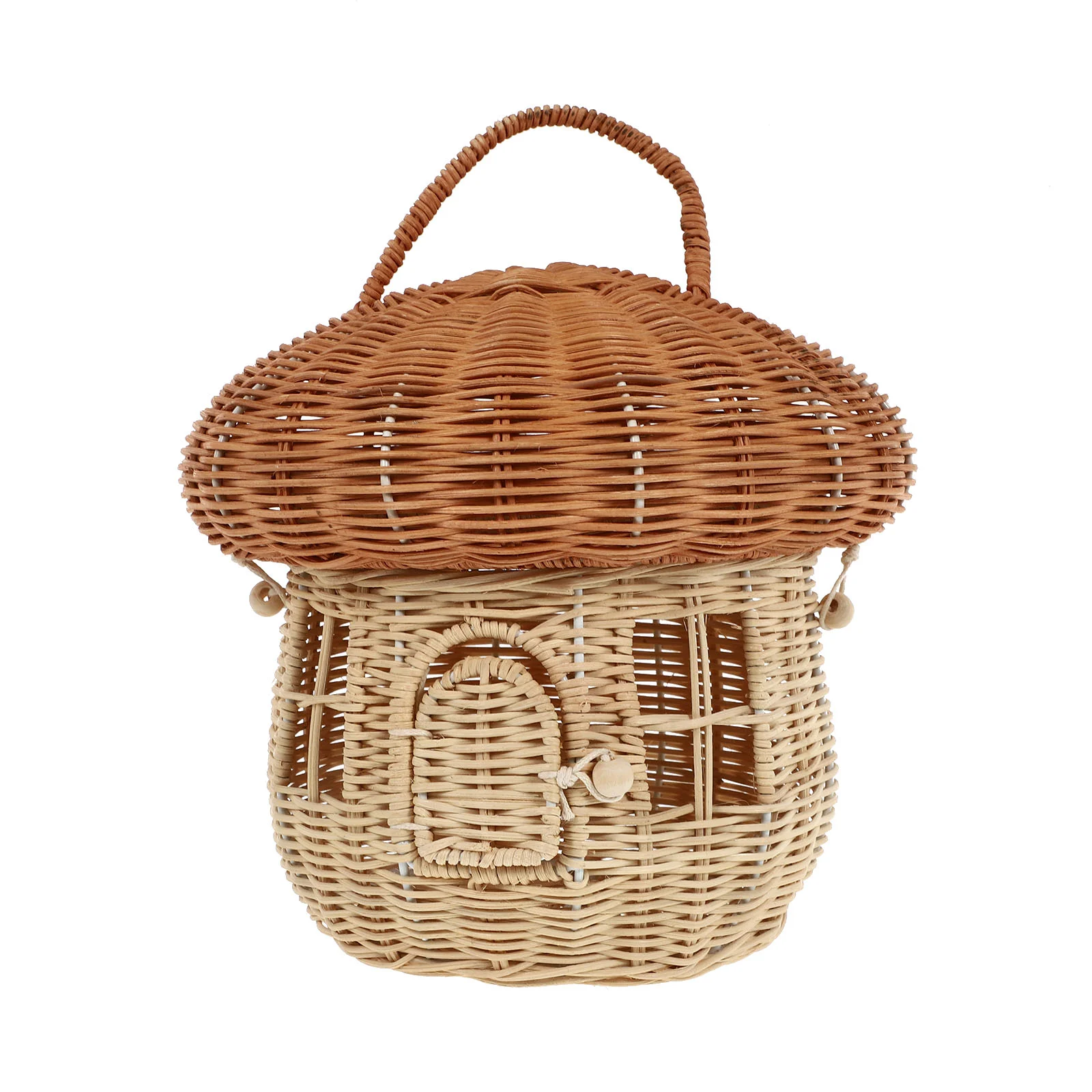 

Mushroom Shape Rattan Children's Portable Small Basket Flower Green Plants Fruit Shopping Basket Picnic Wedding Flower Basket