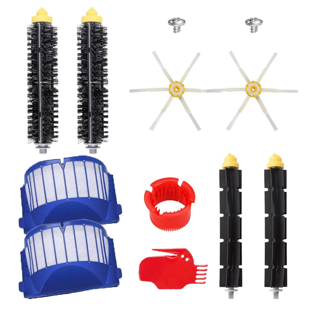 Replacement Brush Filter Kit 3-Armed Fit For iRobots Roomba Aerovac 528 529  600 Series