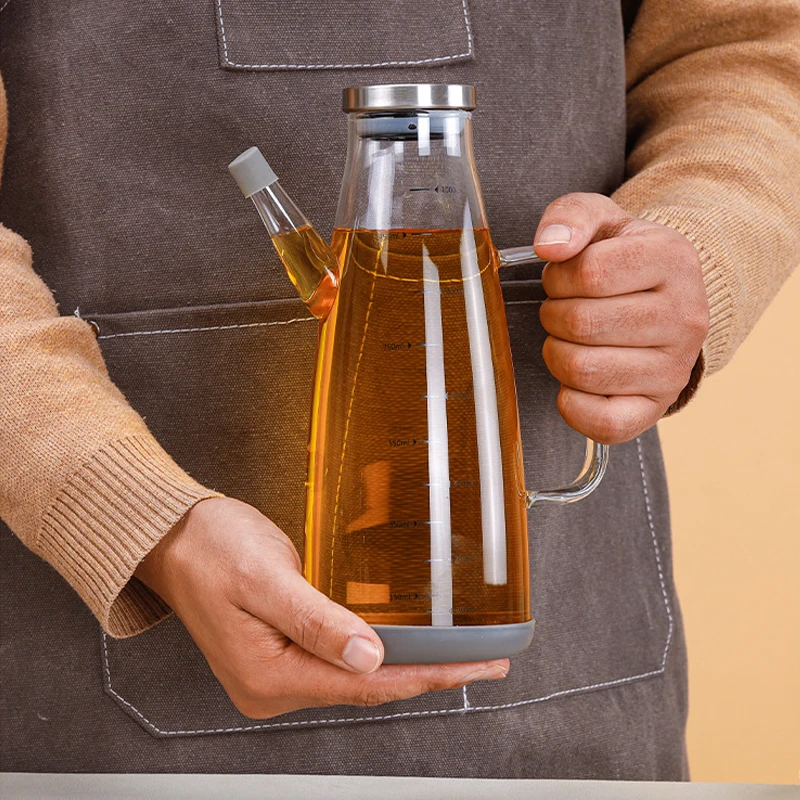 High Borosilicate Glass Oil Pot Leak Proof, Anti Toppling, Home Kitchen Supplies Soy Sauce Vinegar Storage Tank, Oil Bottle, 1Pc