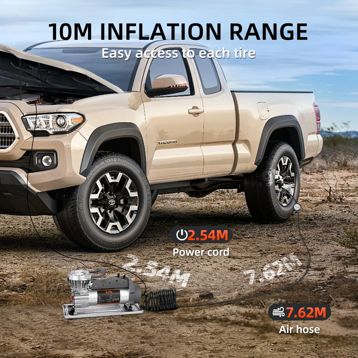 Super Tire Inflator – Portable 12V Air Compressor for Car, Truck, SUV, Jeep, RV, Heavy Duty Pump with Alligator Clip, Up to 37 Inches 4