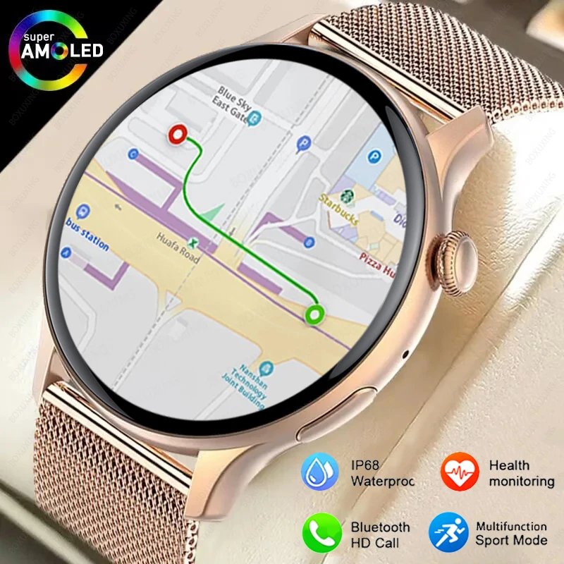 남녀공용 블루투스 통화 스마트워치, NFC 스마트 워치, AMOLED 466x466 HD 화면, 항상 표시, 1.43 인치, 2024 신제품
