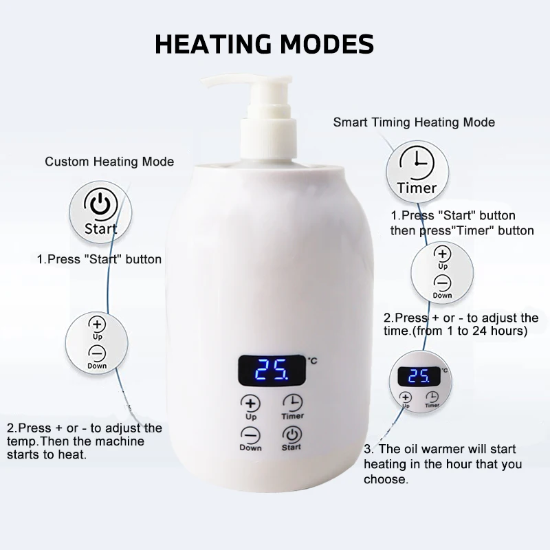 250ML Electric Massage Oil Warmer Digital Lotion Cream Heater With LED Display Bottle Dispenser For Home Pro Salon Spa Massage