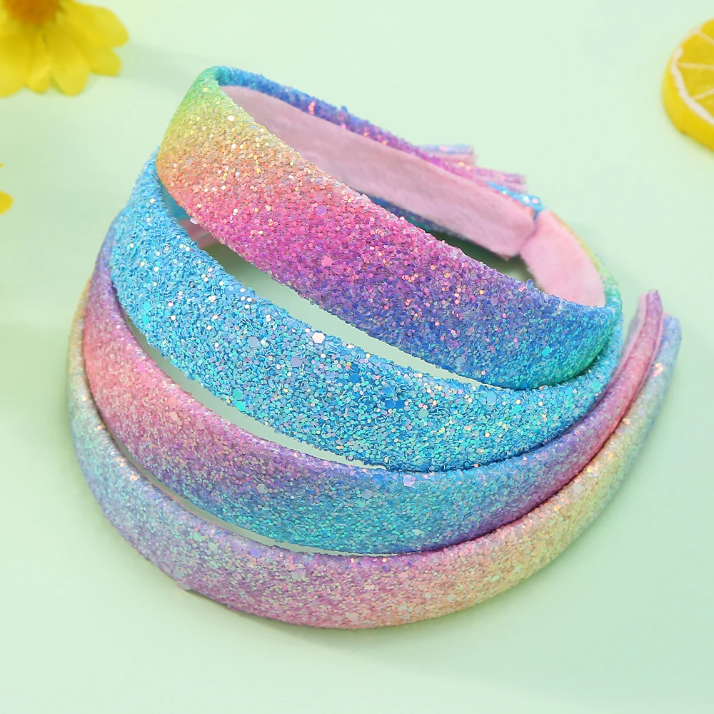 Glitzer Stirnbänder für Mädchen Prinzessin funkelnd breites Stirnband Kinder niedlichen Alice Stirnband für Kinder dicke funkelnde bling Kinder haar – Detail 8