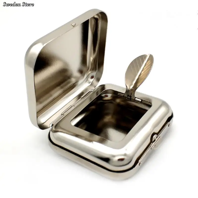 Sweet Small Stainless Steel Square Pocket Ashtray Metal Ash Tray Pocket Ashtrays With Lids Portable Ashtray 1PC Portable Ashtray Stainless Steel Ashtray Metal Ashtray Cigarettes Ashtray