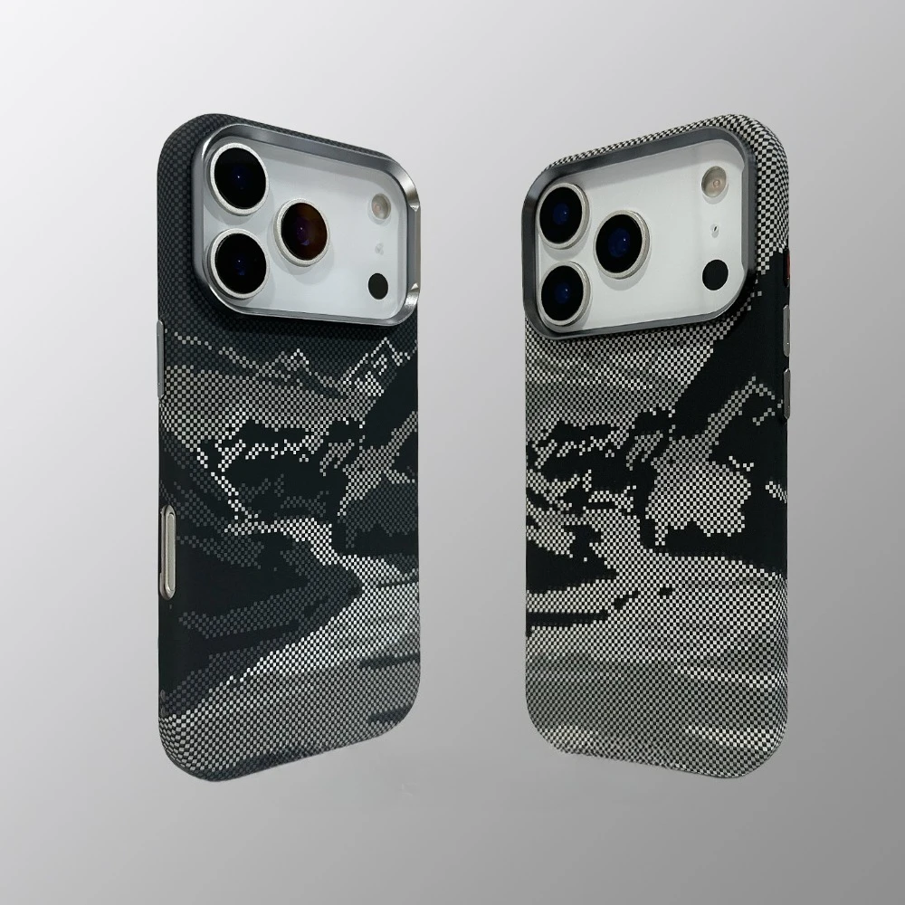 Abstract Mountains and Rivers Magnetic Phone Case - Full Ring Hard PC Back Cover with Camera Lens Protection