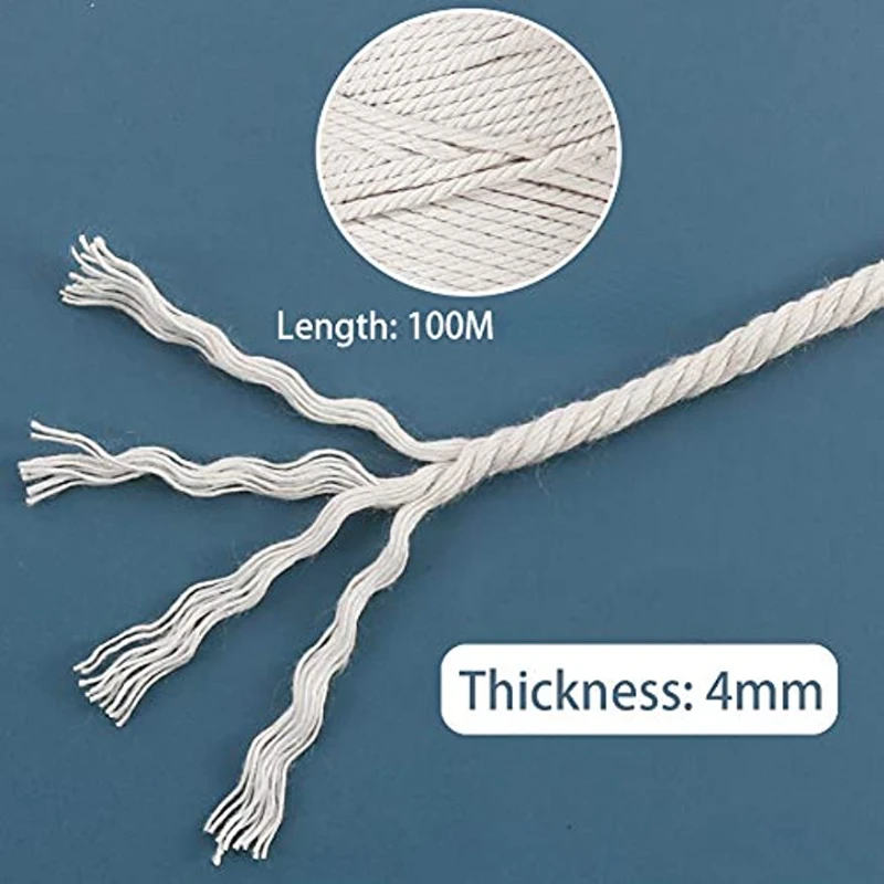 Macrame Cord 1/2/3/4/5/6mm 100m Natural Cotton Cord for Wall Hangings Tapestry Plant Hangers cotton rope,macrame cord