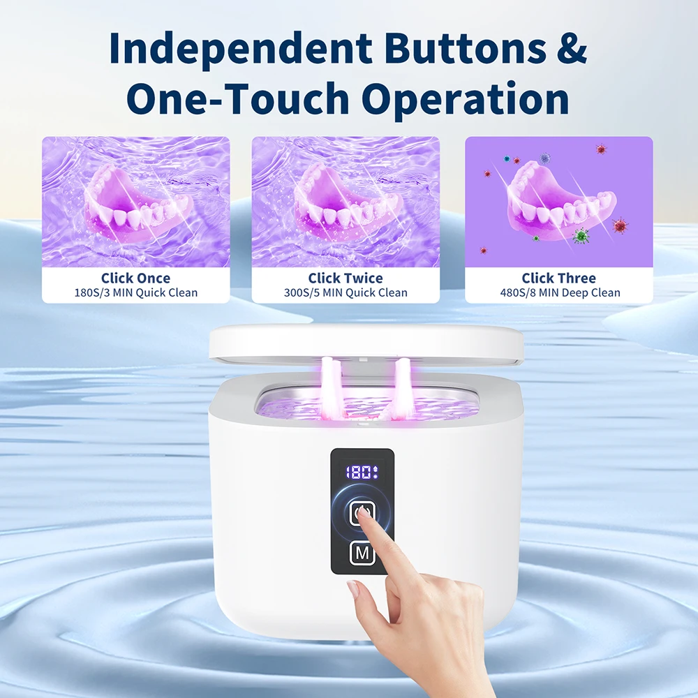 KUNPHY Portable Mini Household Dental Pod Ultrasonic UV Cleaner Machine for Dentures Aligner Retainer Whitening Trays Ring 5