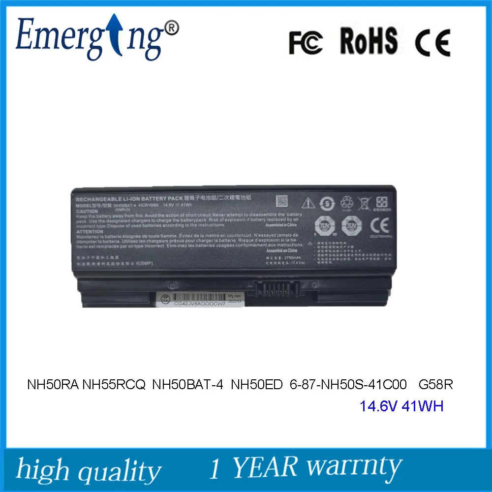 Batteria Per Laptop 14.6V 41Wh Nh50Bat-4 Per Clevo Nh50Ra Nh55Rcq T3Pro Gk5S03 Cnb5S02 Cnh5S03 Xotic G58R Nh58Raq Sager Np7852