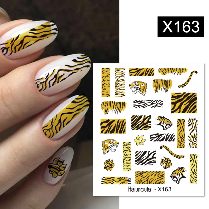 Nail Stickers Harunouta Abstract Line Leopard Print Water Sticker Decals Flower Leaves Marble Slider Decoration For Autumn Nail Design,nail stickers,nail art decoration,nail decals,flower stickers