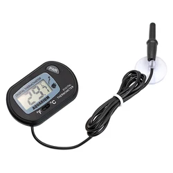 Digital Aquarium Thermometer with LCD Display and Alarm System (Black)