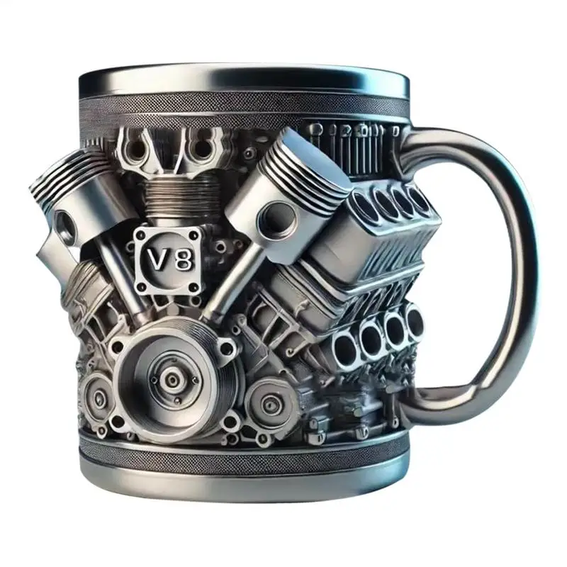 V8 Engines Stainless Steel Coffee Mug Creative Resin Water Cup Funny V6 Engines Wine Cup Coffee Cup Water Container Accessories