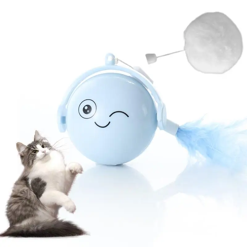

Self Rolling Ball Cat Toy Electric Auto Rolling Ball Cat Toy With Feather Auto Obstacle Avoidance Motion Activated Rolling Ball
