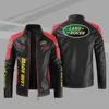 Land Rover motorcycle warm plus velvet pu leather jacket contrast color fashion men's PU windproof leather jacket 3