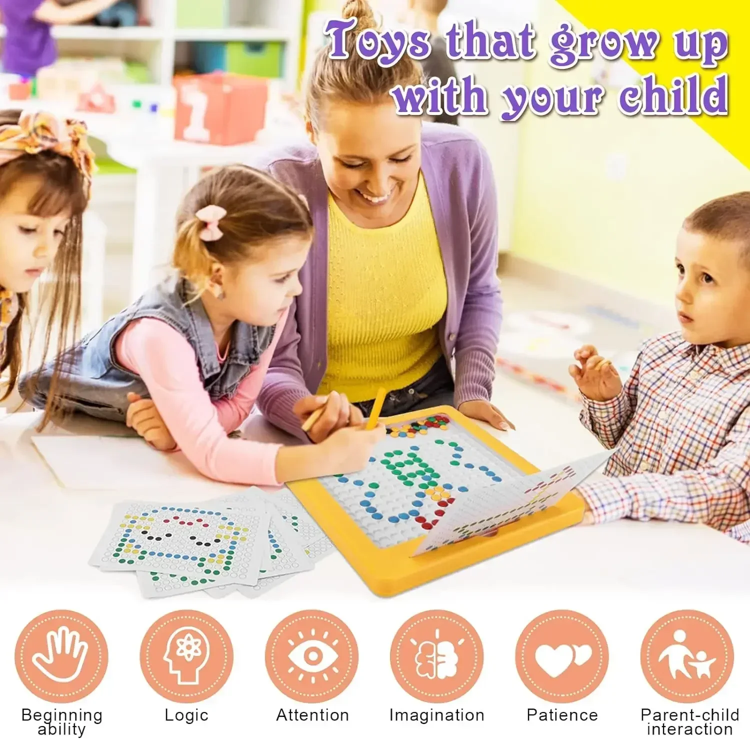 Magnetic Drawing Board for Toddlers Magnet Beads and Pen Drawing Board Montessori Educational Sensory Travel Toys 2