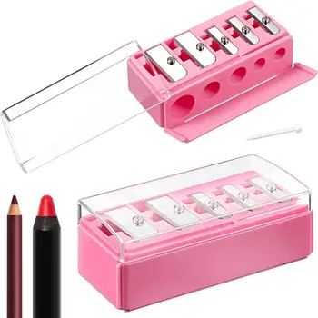 Temperino multifunzione a 5 fori con coperchio, adatto per matite eyeliner e per labbra