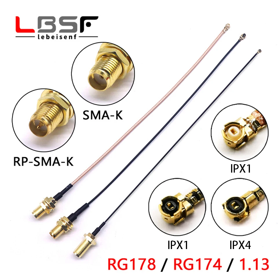RF wireless IPX/SMA-JJ coaxial test line IPX4 to SMA male 0.81/RG1.13/RG178 router modification line coaxial test line