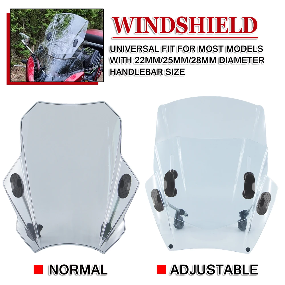 Universal Adjustable 22MM 25MM 28MM Handlebar Windshield Windscreen For