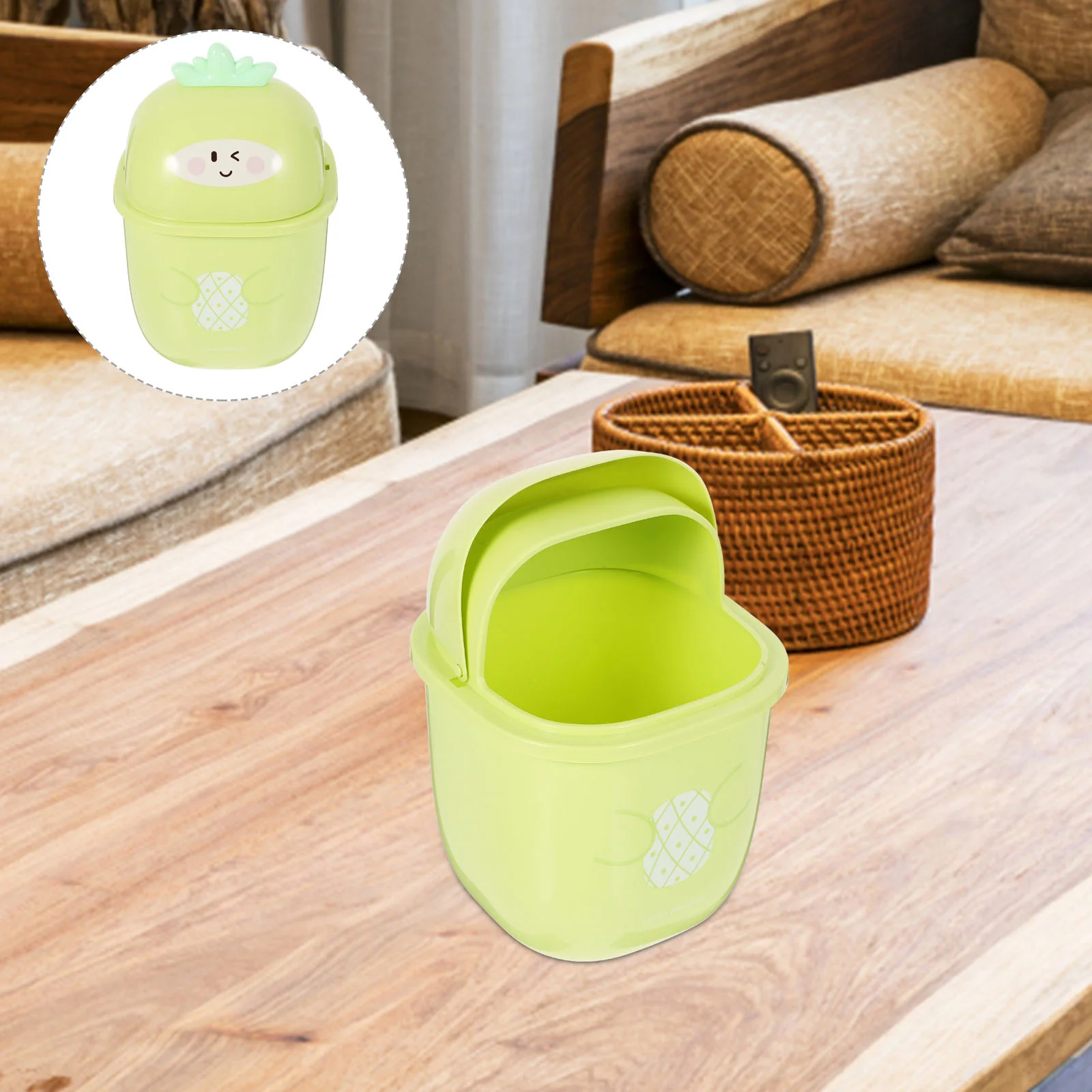 

Small Trash Can With Lid Tabletop Trash Can Countertop Trash Can Cartoon Trash Can Bin