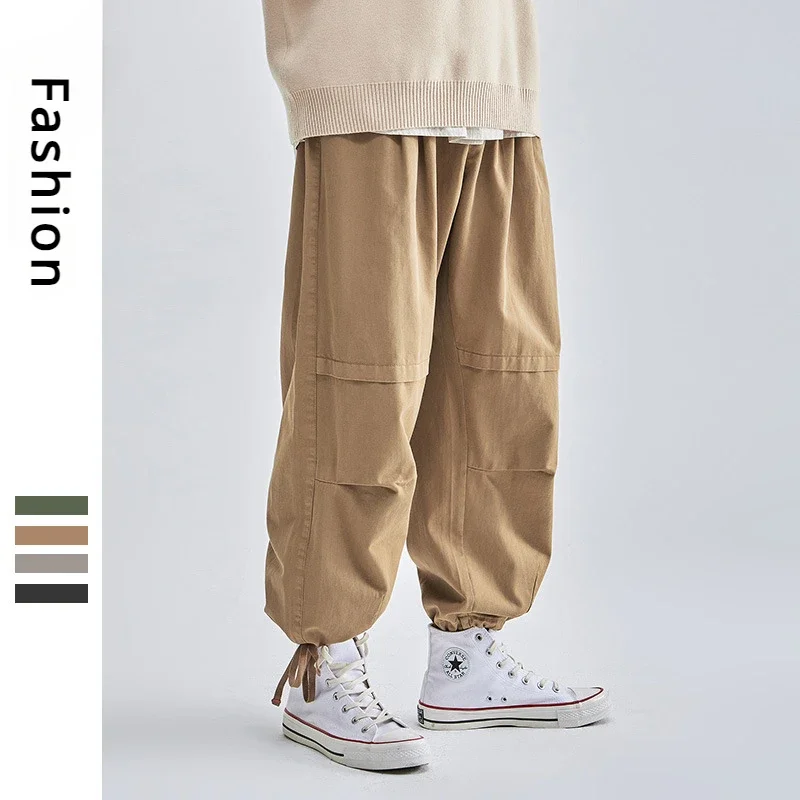 Spring Men's Solid Joggers Cargo Pants Loose Casual Sweatpants Cotton Harajuku Harem Trousers Trend Male Hip Hop Streetwear 2XL
