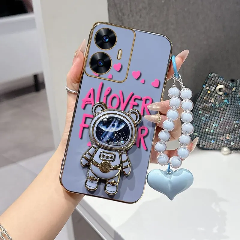 Floral Fan Phone Case Set with Beaded Lanyard & Stand (3 Pieces)