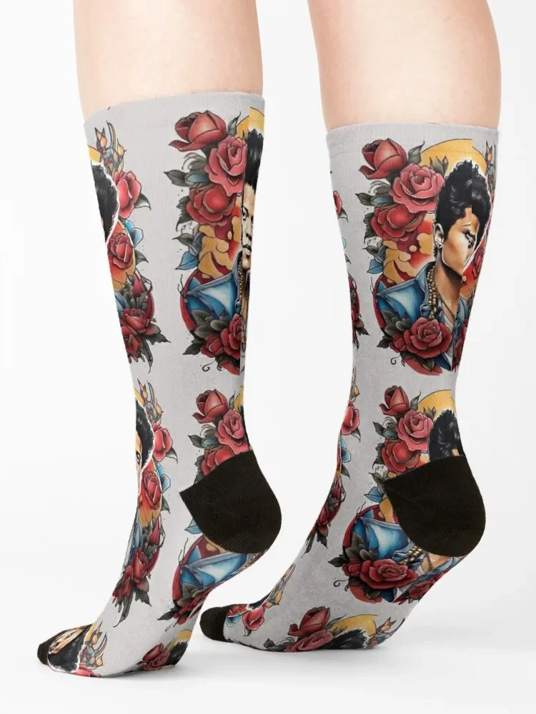 A Bruno Mars Inspired Tattoo Socks short Non-slip sport hiking Ladies Socks Men's