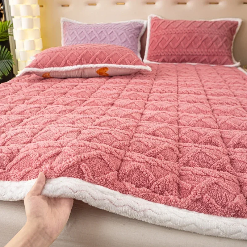 new flannel mattress thickened milk fleece quilt mattress winter household bed blanket