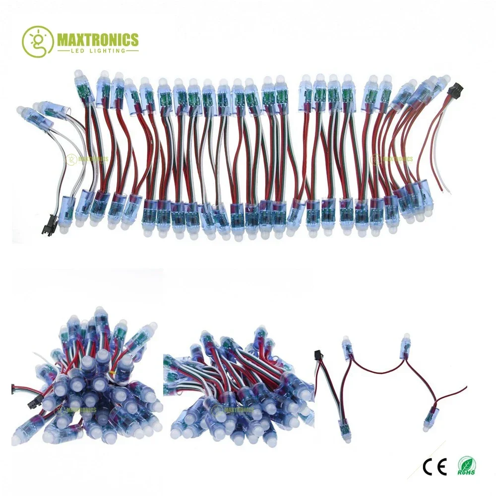 WS2811 IC LED Module Light 50PCS 10/15CM DC5V 12MM Full Color Waterproof IP68 LED String for Festival Decorative