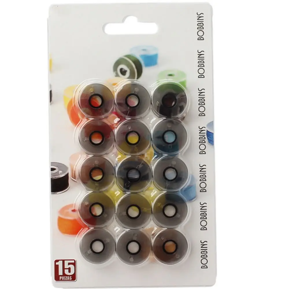 Chainho,Plastic Sewing Machine Bobbins Spools,Without Thread,DIY Sewing Tools Accessories,1Pack=15 Pieces,9 Color Available,SX03