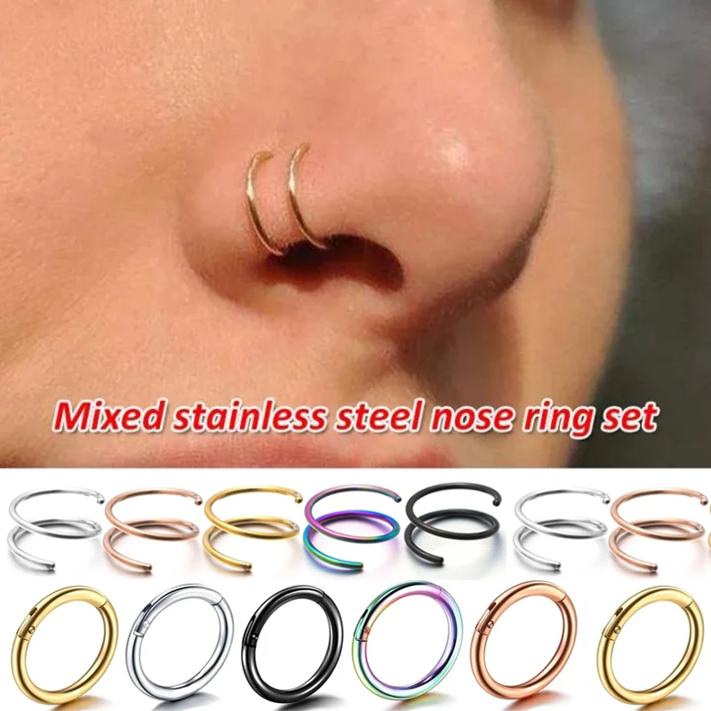 Aro de acero quirúrgico para cuerpo, Piercing Circular con punta de cono de 8 piezas la nariz, Piercing para la oreja y La Ceja, venta al por mayor| | - AliExpress