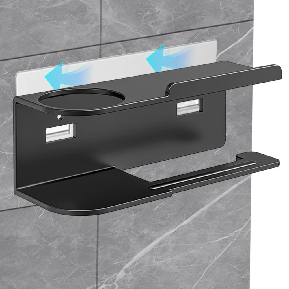 Roll Paper Dispenser Wall Mounted Floating Paper Shelf Punch-Free Metal Paper Holder Rack Multifunctional Bathroom Accessories