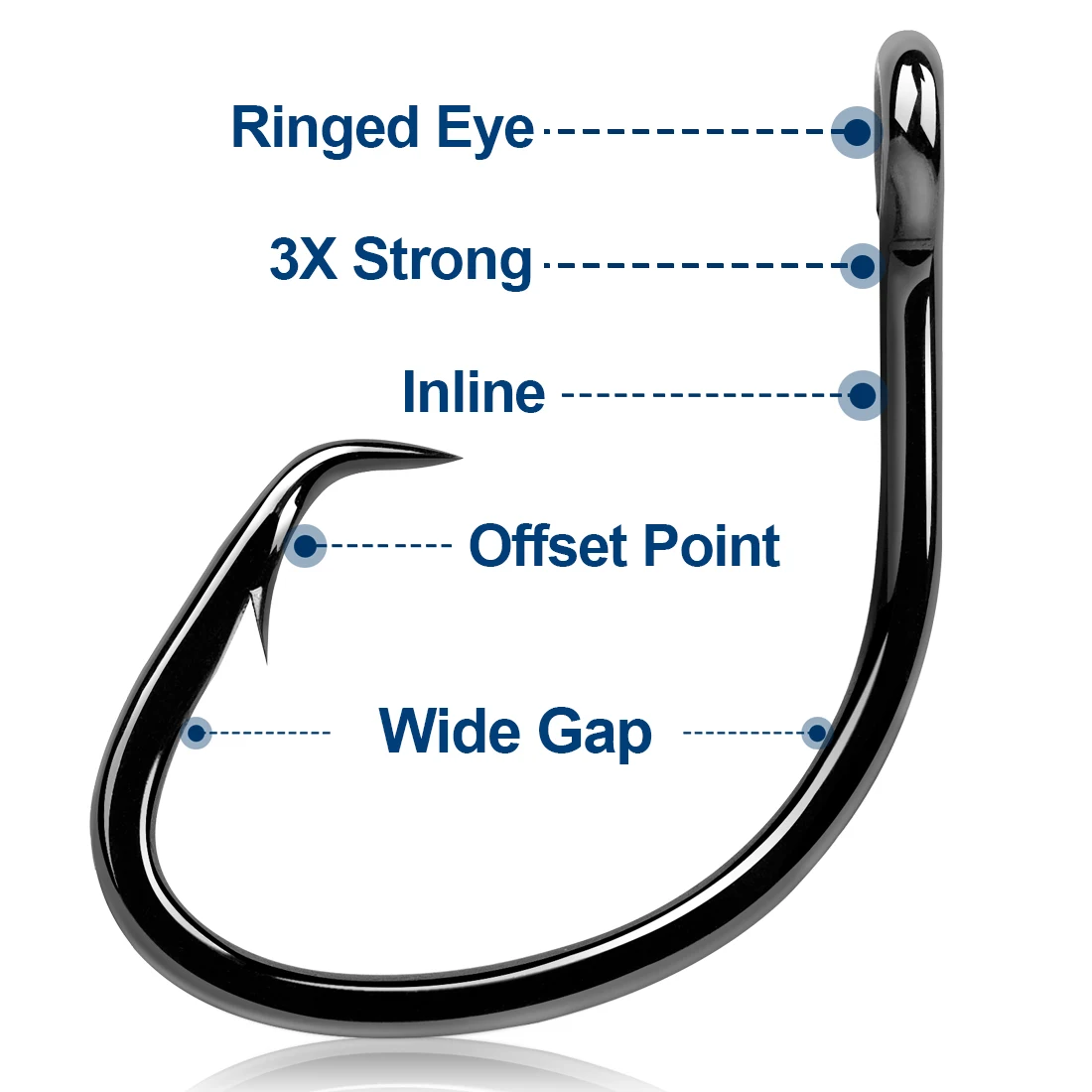 Mustad Ringed Demon Offset Circle Fishing Hook - Size 3/0, 3X Strong Construction - View #6