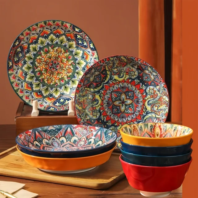 Bohemian Ceramic Plate Set 7pcs 2