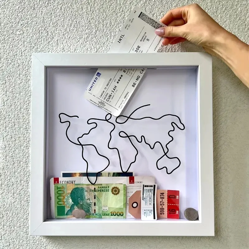 

Travel Adventure Archive Box Ticket Shadow Box Picture Frame For Wall And Tabletop Display Keep Memories Home Decor Storage Box