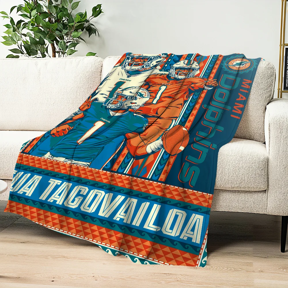 Fashion design M-Miami D-Dolphins comfort warm soft plush blanket for sofa living room office bedroom travel Flannel gift 5