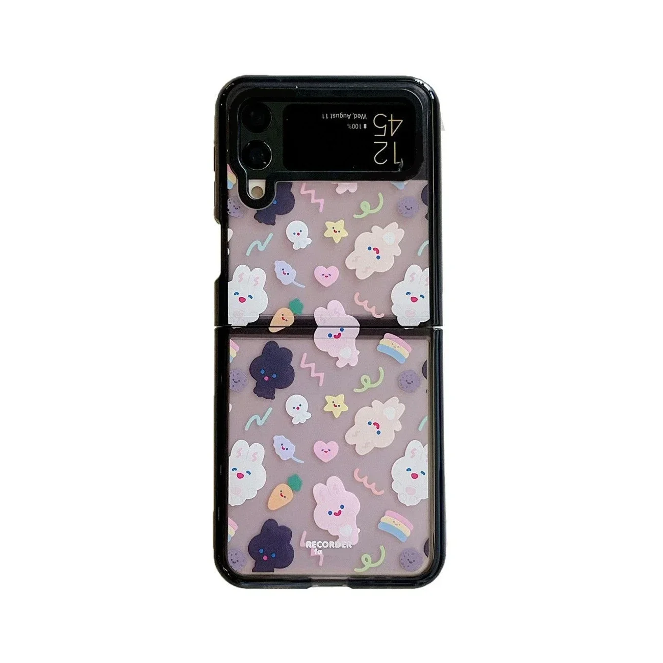 

Black Border Acrylic Rabbit Colorful Phone Case for Samsung Galaxy Z Flip 5 4 3 Back Cover for ZFlip4 ZFlip5 Hard Case Shell