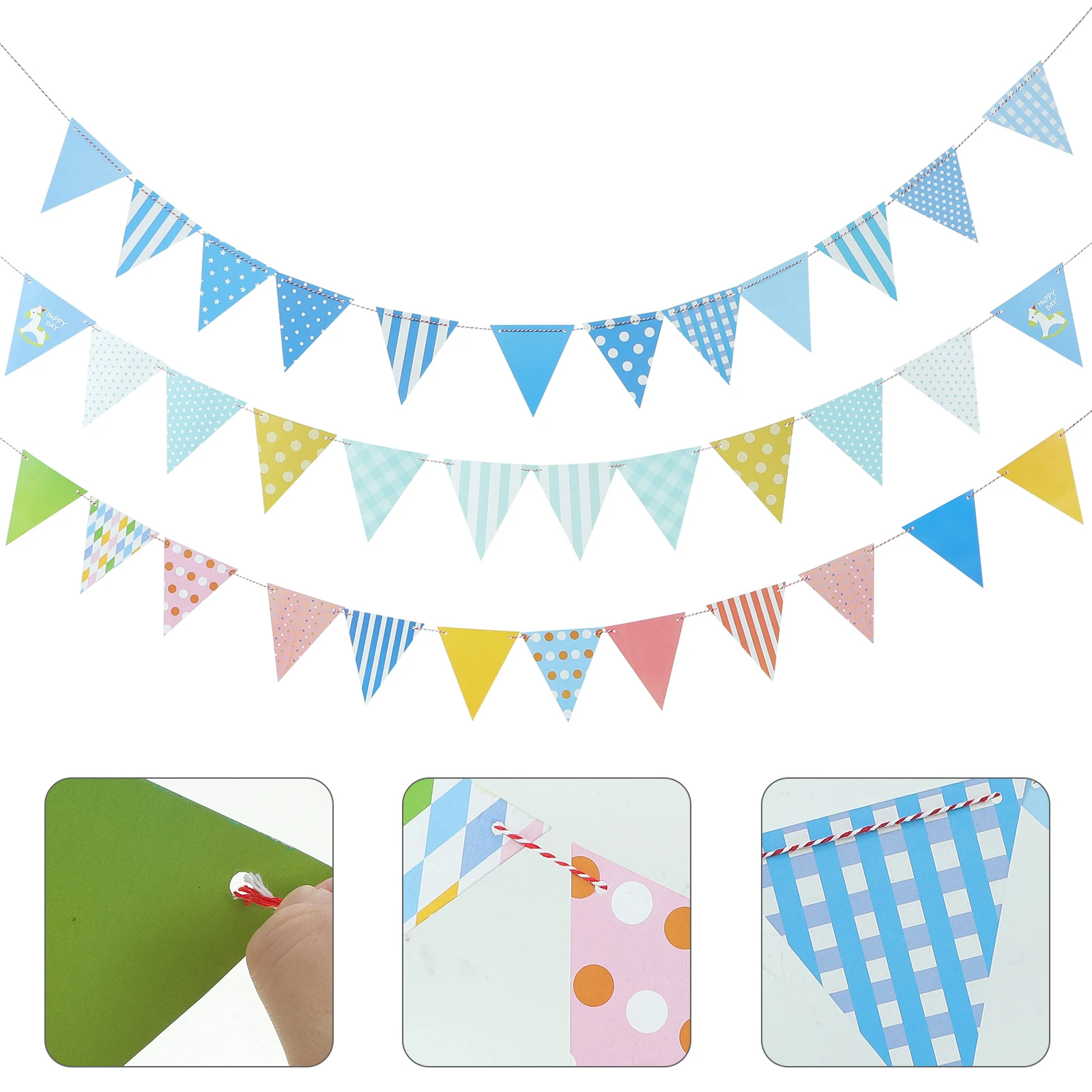 Banderines de papel para niños, banderines triangulares para fiesta de cumpleaños, 3 juegos| | - AliExpress