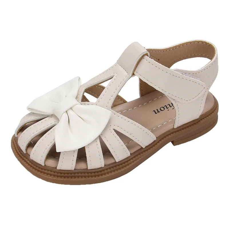 Baby Sandals for Girl Peep-toe Breathable Bow-knot Princess Children Fashion Soft 2024 Summer New Girls Sandals Cute Versatile 6