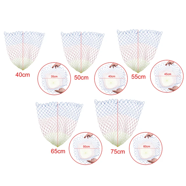 1PC 35/40/45/50/60 cm Rhombus Mesh Hole Depth Folding Nylon Landing Dip Net Nylon Fishing Nets Collapsible Fishing Tools 3