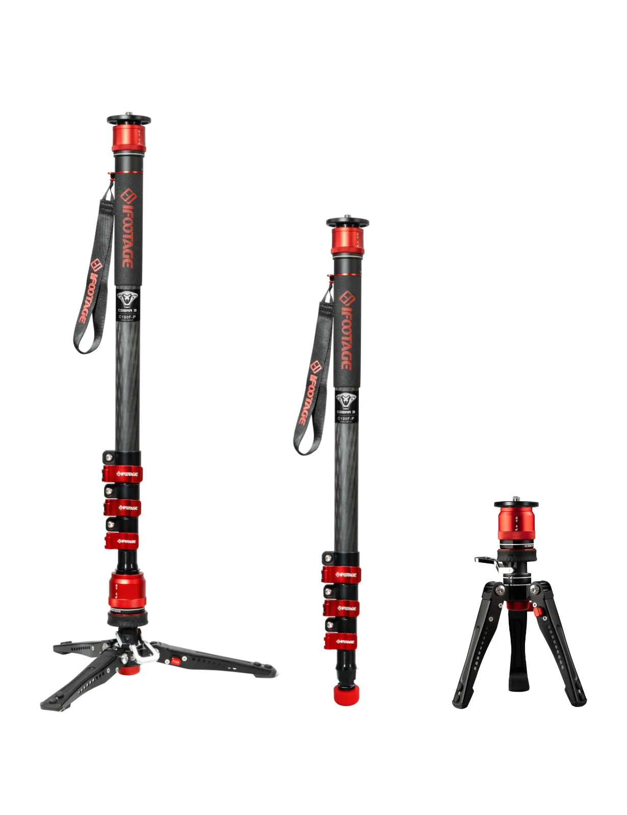 IFOOTAGE Cobra 3 Monopod for Camera with Pedal Locking C180FP, 71