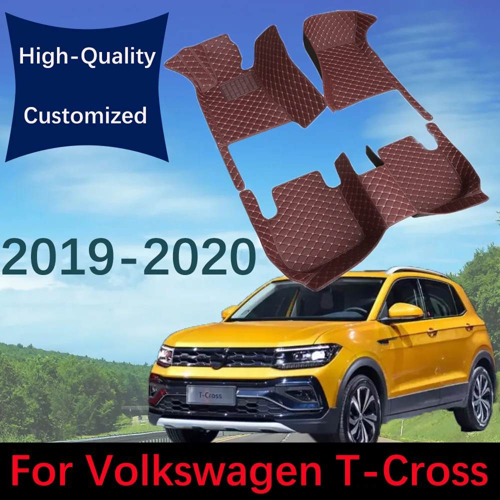 

Кожаные автомобильные коврики на заказ для VW Volkswagen T-Cross Tcross 2019 2020, автомобильные коврики, накладки для ног, аксессуары