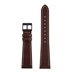 Elegant Vintage Vegetable Tanned Leather Watch Strap - Quick Release, Unisex, Multiple Sizes Available - 22mm (Brown - Black Buckle)